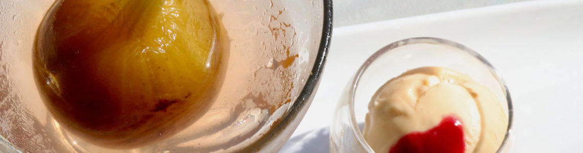 新デザートメニュー 大沢野無花果の白ワインのコンポート パティスリーシュウエト